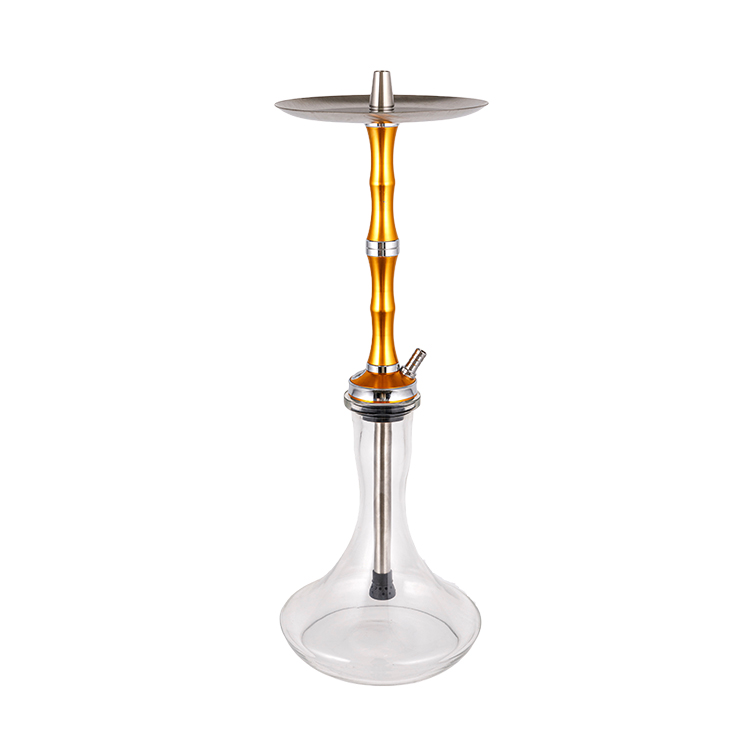 Pclear Glass Aluminium Rustfritt Stål Enkelt hull Rose Gull Hookah 56cm