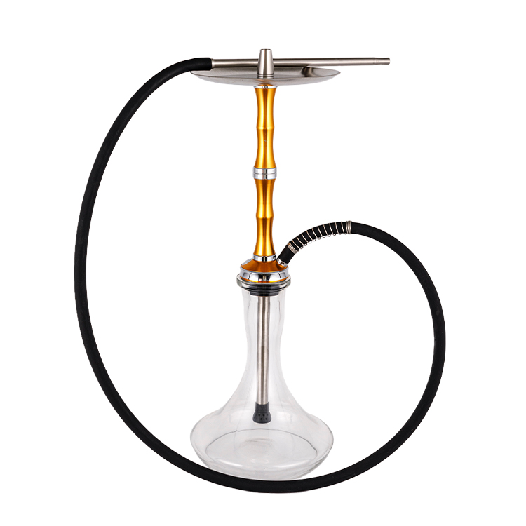 Pclear Glass Aluminium Rustfritt Stål Enkelt hull Rose Gull Hookah 56cm