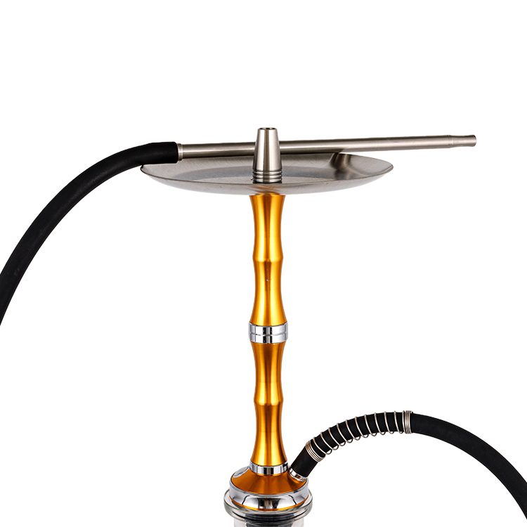 Pclear Glass Aluminium Rustfritt Stål Enkelt hull Rose Gull Hookah 56cm