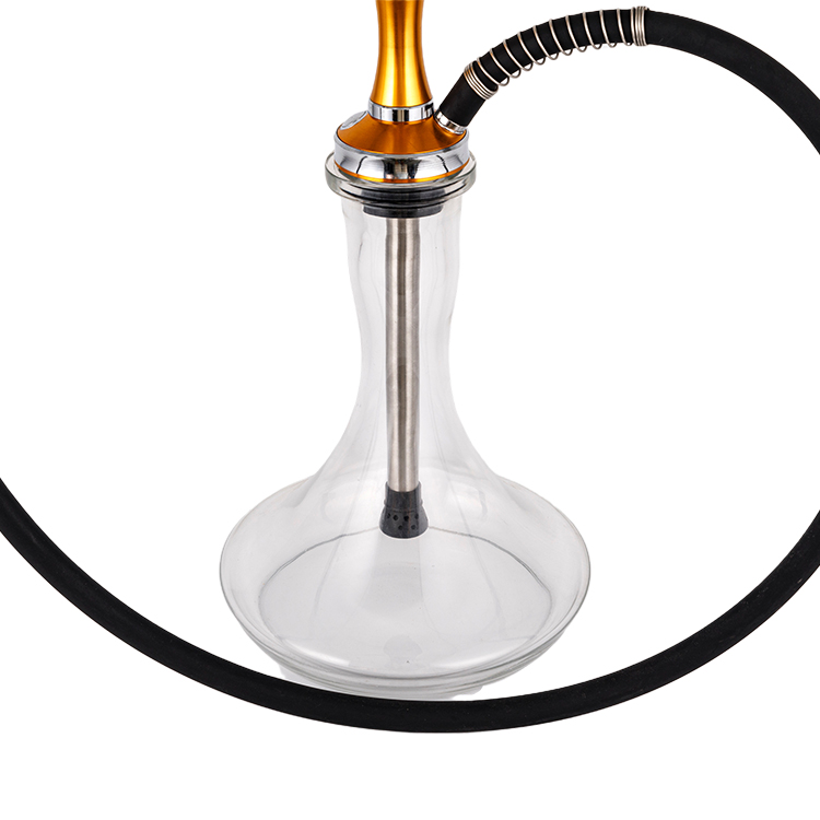 Pclear Glass Aluminium Rustfritt Stål Enkelt hull Rose Gull Hookah 56cm