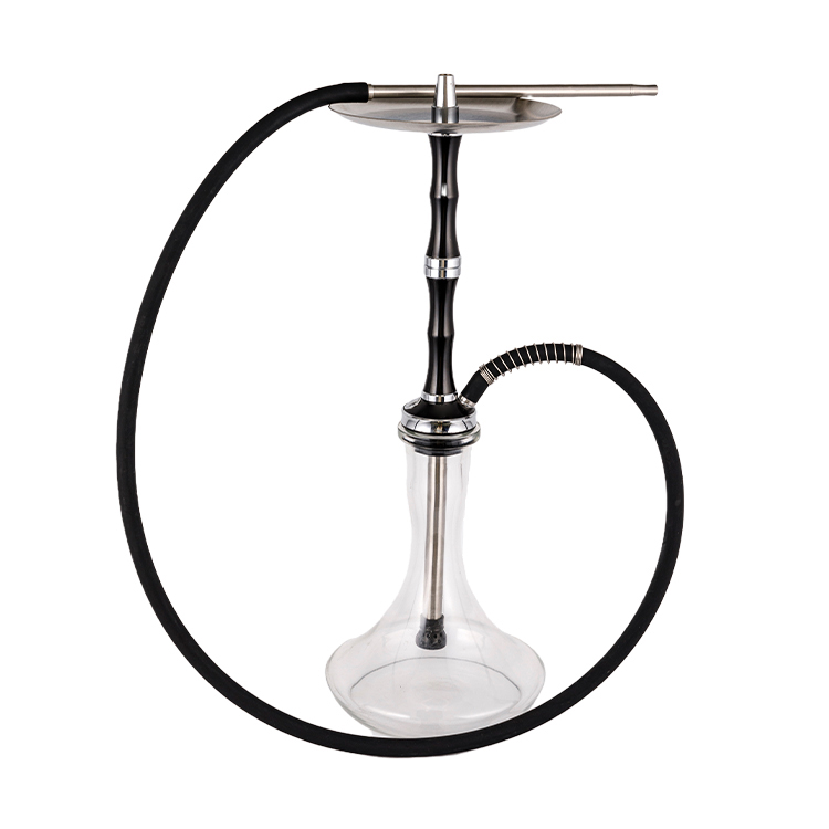 Klart Glass Aluminium Rustfritt Stål Enkelt hull Yahei Hookah 56cm