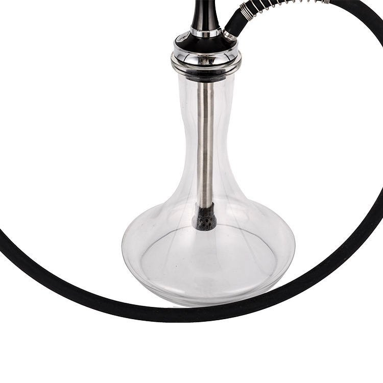 Klart Glass Aluminium Rustfritt Stål Enkelt hull Yahei Hookah 56cm