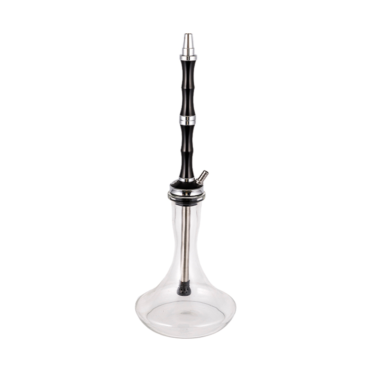 Klart Glass Aluminium Rustfritt Stål Enkelt hull Yahei Hookah 56cm